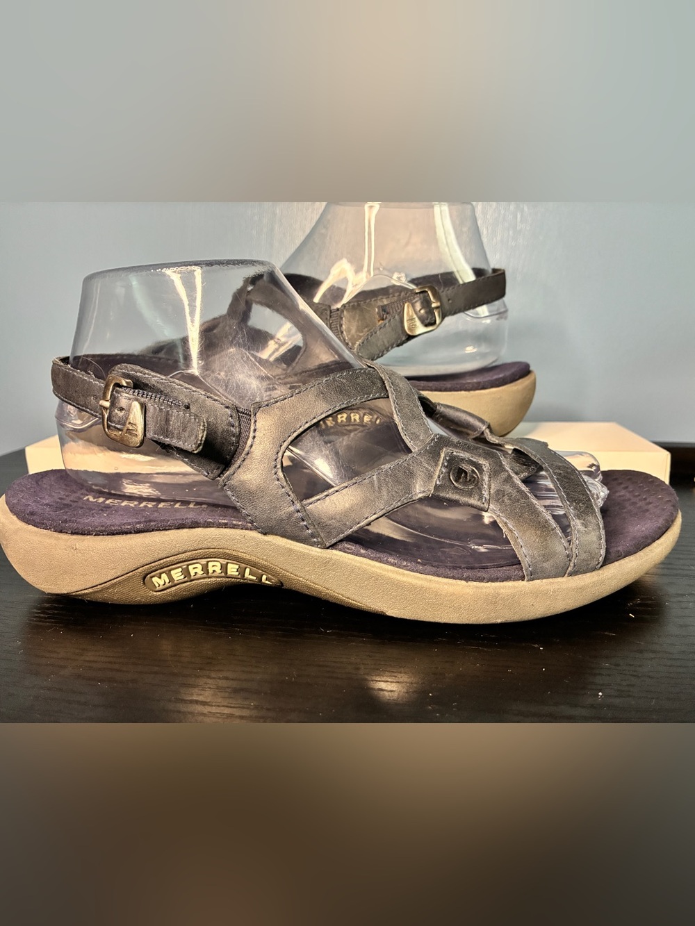 Merrell Navy Leather Crisscross Sandals for Women